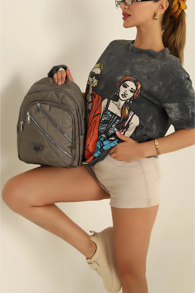 FHD BAGS Daily Use Trend Quilted Zipper Detailed Women's Backpack