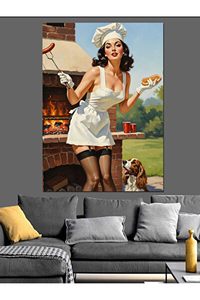 KanvasSepeti Retro Maid Pictură în ulei de înaltă calitate texturat Canvas Ca...