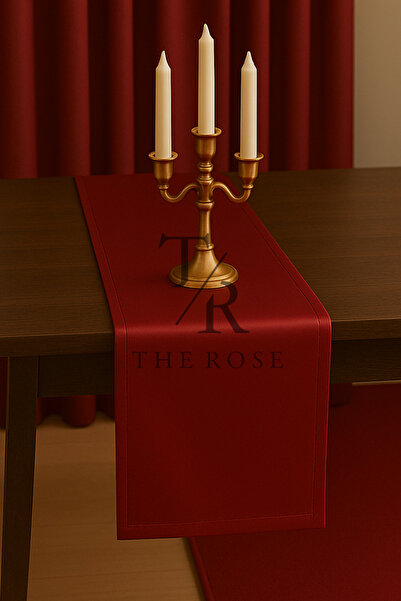 The Rose Satin Textured Burgundy Runner, Tablecloth, American Service