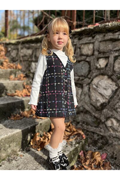 Polente Girl's Tweed Fabric Dress - Badi Included