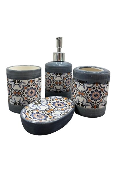 OEM 4-piece ceramic bathroom accessory set, Gray