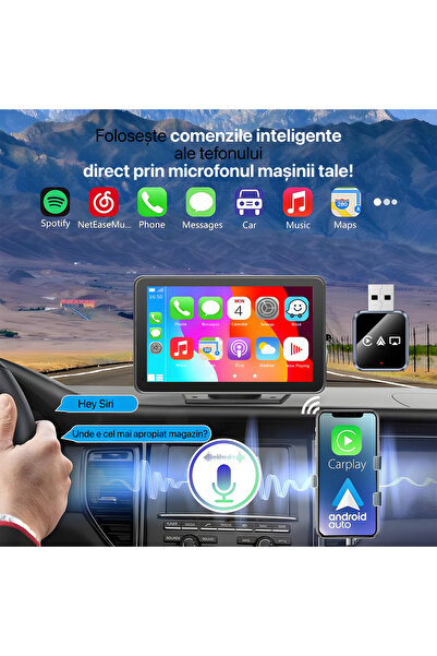 Niru Adaptor Auto Wireless 3-in-1 AirDrive B iOS – CarPlay, Android Auto fara fir + Netflix/YouTube