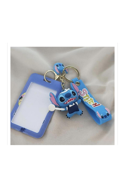facnspt Stitch Figürlü Anahtarlık + Kartlık Seti – 2’li Aksesuar Seti