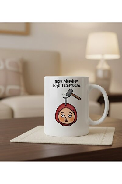 sartre art Baş Ağrısı Tasarımlı Porselen Kupa Bardak