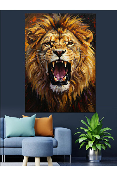 KanvasSepeti Leul răcitor Pictură în ulei de înaltă calitate texturat Canvas ...