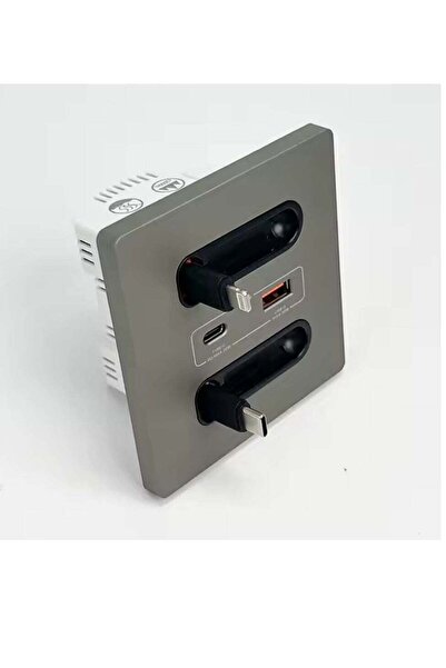 Blue Fire مقبس حائط ذكي عالمي مع منفذي Type-C وLightning مدمجين، 20 واط USB-C + USB-A