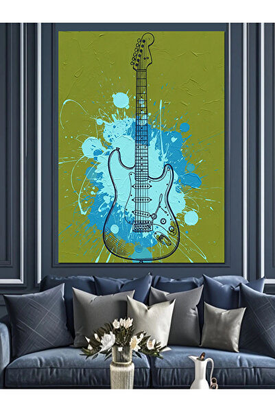 KanvasSepeti Blue Guitar Music Pictură în ulei de înaltă calitate texturat Ca...