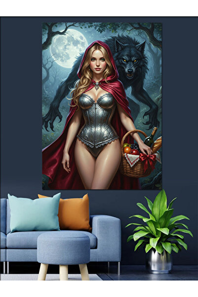 KanvasSepeti cu glugă Roșu Pictură în ulei de înaltă calitate texturat Pânză ...