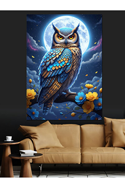 KanvasSepeti Sub Lună Plină Pictură în ulei de înaltă calitate texturat Canva...