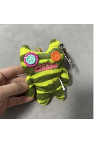 TOYFEST Zuru Fuggler Keychain Green Striped Button-Eyed Collectible Toy 11 cm