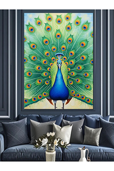 KanvasSepeti Green Peacock Pictură în ulei de înaltă calitate texturat Canvas...