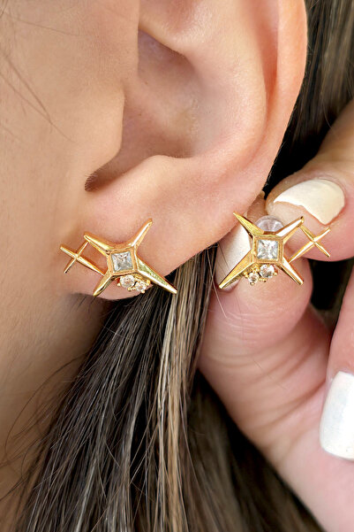 NBS Beautiful Naturel Stones تصميم أقراط بولار ستار من الفولاذ مضاد للحساسية ...