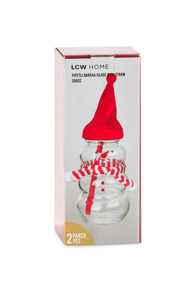 LC Waikiki Christmas Themed Glass Cup with Straw 250 ml