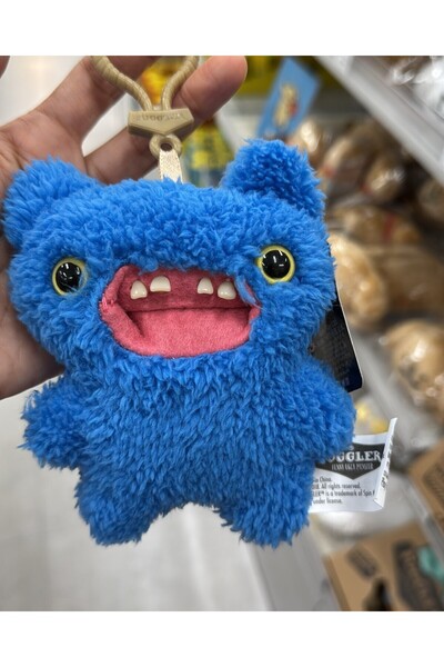 TOYFEST Zuru Fuggler Keychain Blue Furry Funny Face Collectible Toy 11 cm