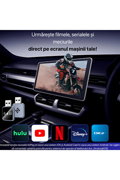 Niru Adaptor Auto Wireless AirDrive B Android – CarPlay, Android Auto fara fir + Netflix/YouTube