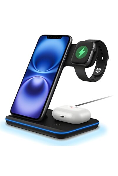 AIM TO POWER Ασύρματος φορτιστής 3 σε 1, σταθμός γρήγορης φόρτισης 15W, συμβα...