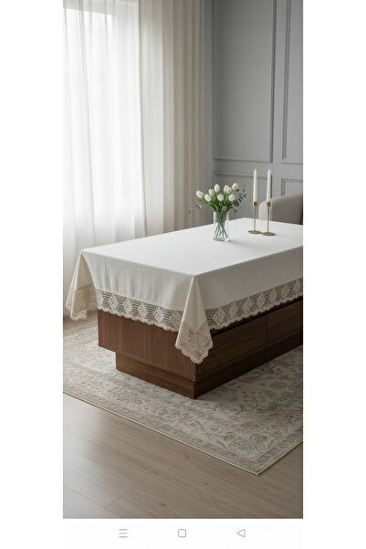 PAZARSEN Authentic Tablecloth Wide Lace Monika Fabric Cotton Tablecloth