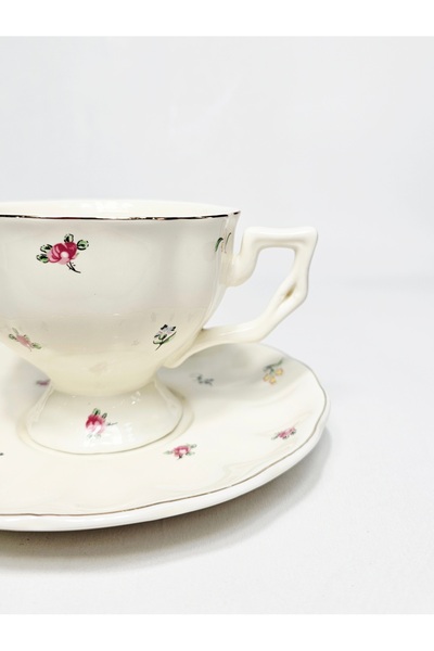 Casalina Ceramic cup 200 ml with saucer – Classic floral pattern