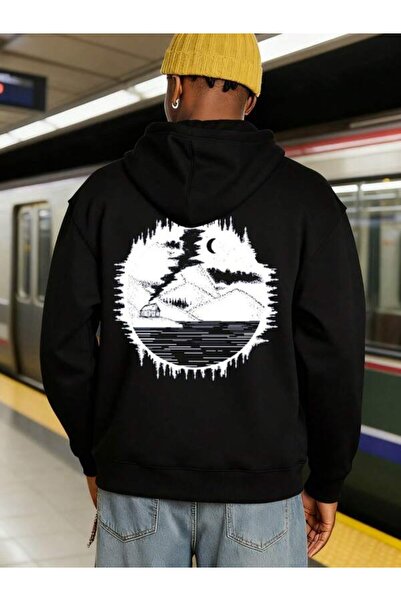 LAVİTTA Mountain Landscape Printed Unisex Oversized Hoodie