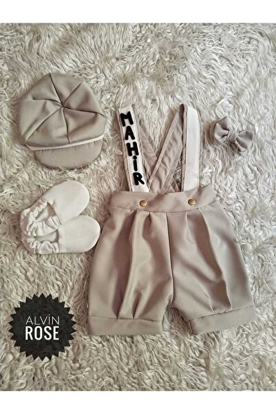 Alvin Bej Beyaz Salopet Doğum Günü Konsept Salopet takım