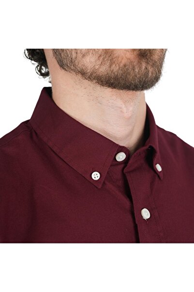 Giordano Men's Cotton Oxford Shirt - Small Lion Embroidery, Slim Fit, Full Button