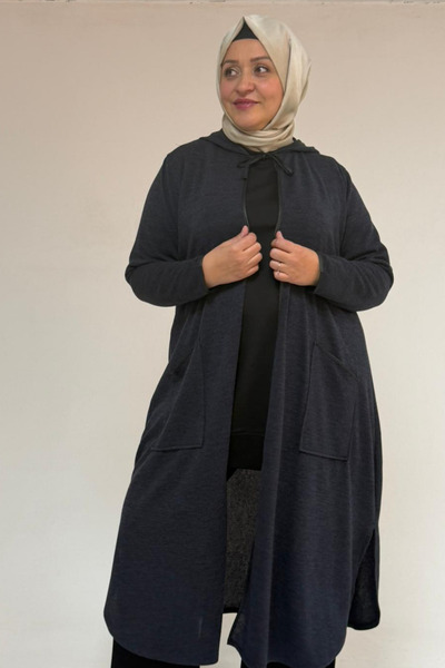 Eslina 53063 Large Size Mir Jacket with Piped Pockets - Navy Blue