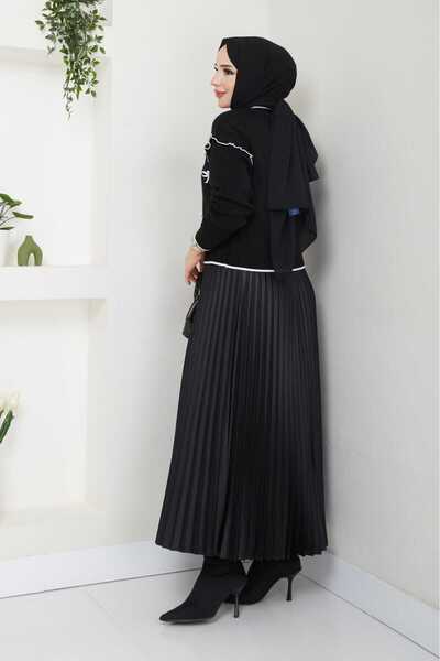 Blue Morpho Bow-Knot Knitwear Crop Cardigan Pleated Skirt Two-Piece Combination Set