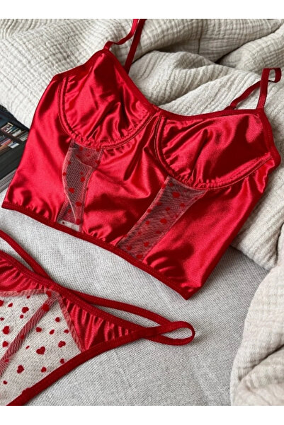 nuda luna Red Bralet Double Set
