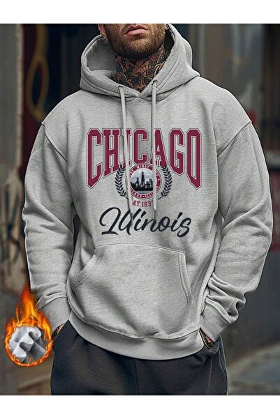 LAVİTTA Unisex Printed Chicago Illinois College Graphic Sweatshirt