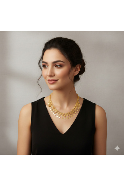 neşe silver İki Sıralı Pullu Kişniş Gümüş Kolye