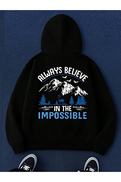 LAVİTTA Always Believe in the Impossible Printed Unisex Oversized Hoodie