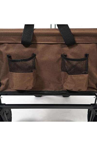 Tradeo Foldable Heavy-Duty Utility Wagon Cart with Telescopic Handle and All-Terrain Wheels – Brown, XL Pro