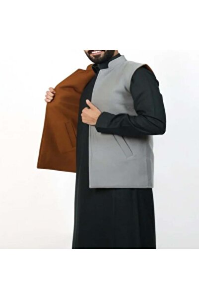 Generic Double-faced vest (camel-grey) wool