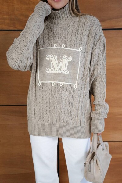 GİYSİ DÜNYASI 57 Triko Fabric Patterned High Neck Sweater