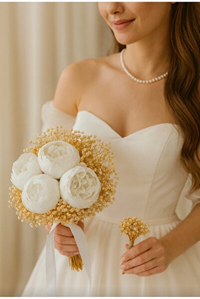 Botanikelbuketleri 4 lü şakaik gelin çiçeği ve damat yaka ile birlikte