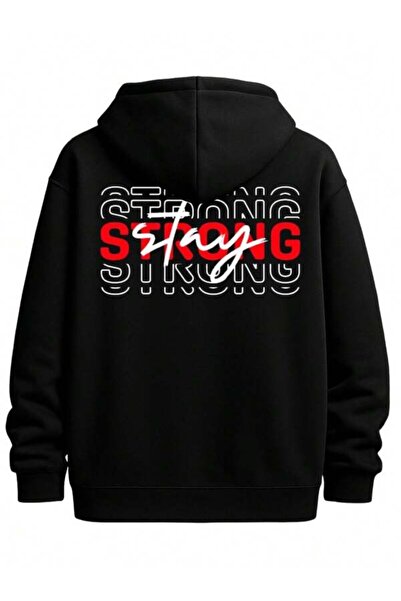 LAVİTTA Stay Strong Written Printed Unisex Oversized Hoodie