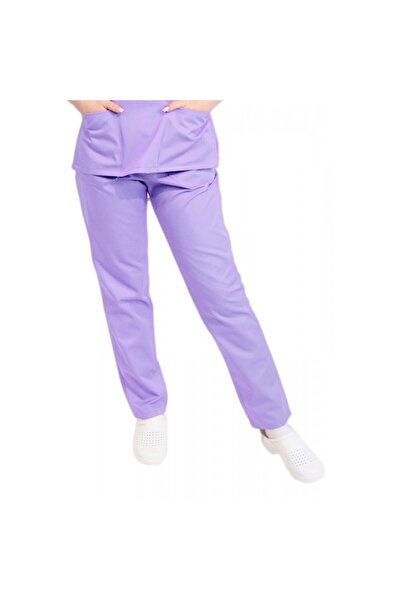 LifeStyle Medical Pantaloni medicali unisex cu elastic, tercot, XXL, lila