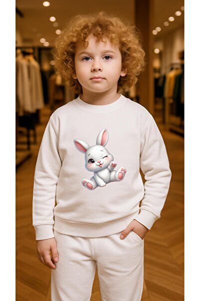 playwear Φούτερ ομάδας με στάμπα WINKING RABBIT για κορίτσια και αγόρια, με λ...