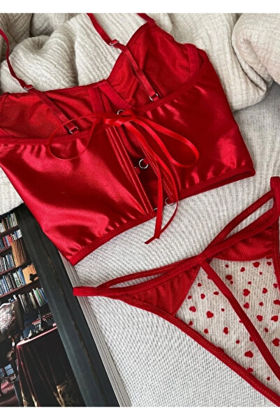 nuda luna Red Bralet Double Set