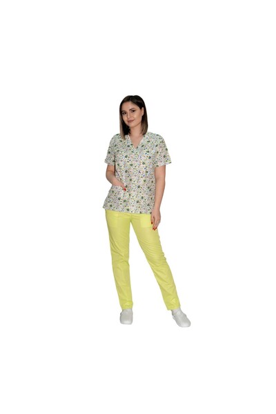 LifeStyle Medical Costum medical dama bluza si pantaloni cu elastic, tercot, ...