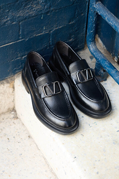 Vantaggio Veltino Black 100% Genuine Leather Men's Classic Shoes