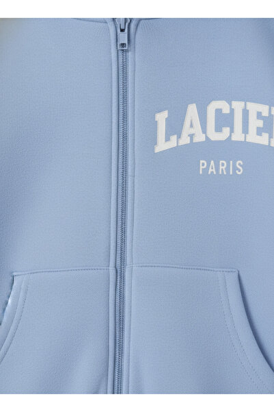 Magu Girl's Cotton Blue Hooded Zippered Tracksuit Set – Relaxed Fit