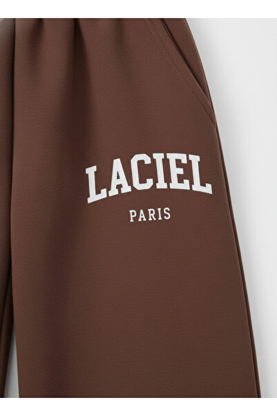 Magu Unisex Children's Cotton Brown Hooded Zippered Tracksuit Set – Relaxed Fit