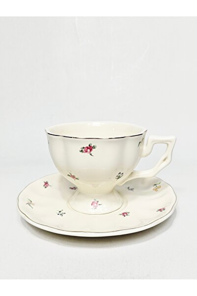 Casalina Ceramic cup 200 ml with saucer – Classic floral pattern