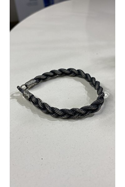 neşe silver Oksitli Saç Örgüsü Tasarım El Işi 1000 Ayar Kadın ve Erkek Bilekl...