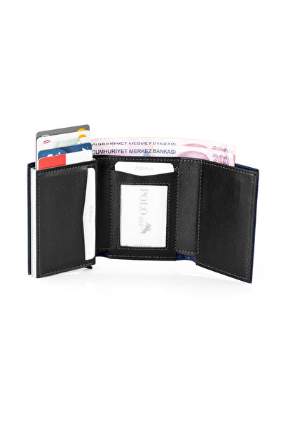 Polo Air Magnetic Automatic Mechanism Wallet Navy Blue Color Cdn-07-L