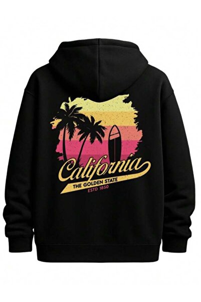 LAVİTTA هودي كاليفورنيا مطبوع للجنسين قصة فضفاضة