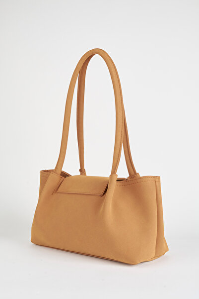 Vivaq Women's Saray Camel 3-Compartment Lined Snap Closure Suede Handbag and Shoulder Bag