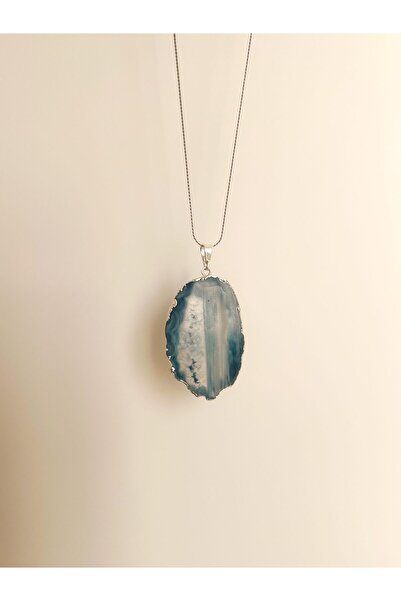 Moonlight Jewelry Colier cu pandantiv Marea Islandei - Agat albastru