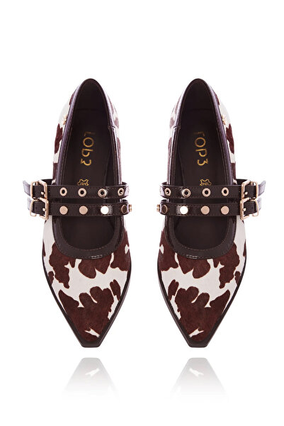 MANGATA Top3 Ballerinas Natural Leather Cow Print